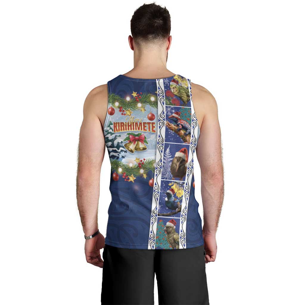 New Zealand Merry Christmas Men Tank Top Maori Animals, Koru Tattoo - Blue Xmas Style LT03 - Polynesian Pride