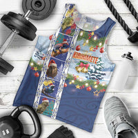 New Zealand Merry Christmas Men Tank Top Maori Animals, Koru Tattoo - Blue Xmas Style LT03 - Polynesian Pride