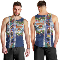 New Zealand Merry Christmas Men Tank Top Maori Animals, Koru Tattoo - Blue Xmas Style LT03 - Polynesian Pride