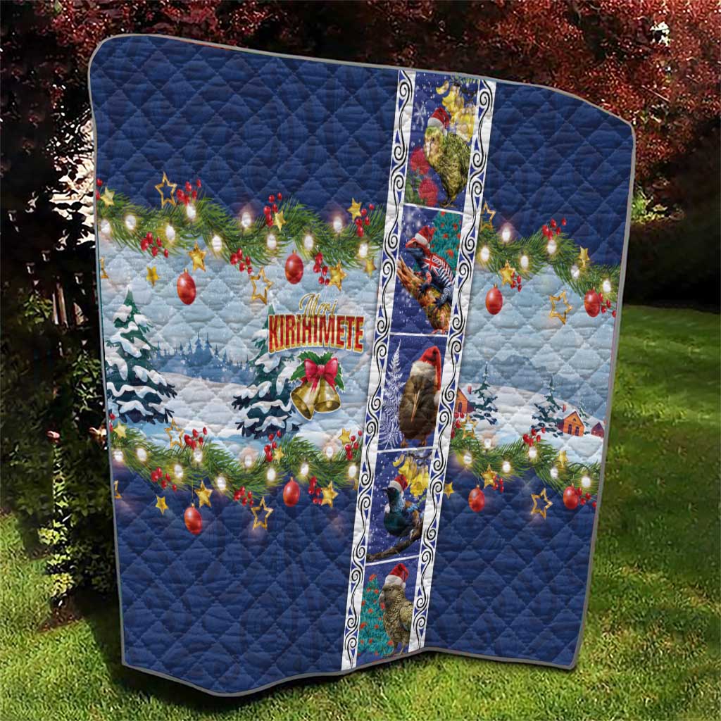 New Zealand Merry Christmas Quilt Maori Animals, Koru Tattoo - Blue Xmas Style LT03 - Polynesian Pride