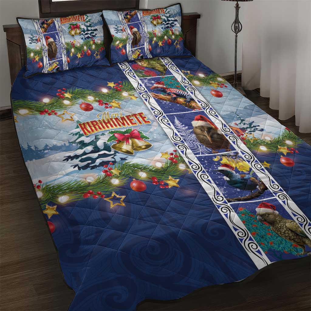 New Zealand Merry Christmas Quilt Bed Set Maori Animals, Koru Tattoo - Blue Xmas Style LT03 Blue - Polynesian Pride