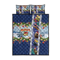 New Zealand Merry Christmas Quilt Bed Set Maori Animals, Koru Tattoo - Blue Xmas Style LT03 - Polynesian Pride
