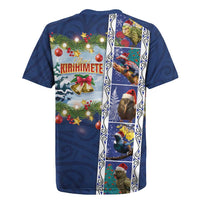 New Zealand Merry Christmas Rugby Jersey Maori Animals, Koru Tattoo - Blue Xmas Style LT03 - Polynesian Pride