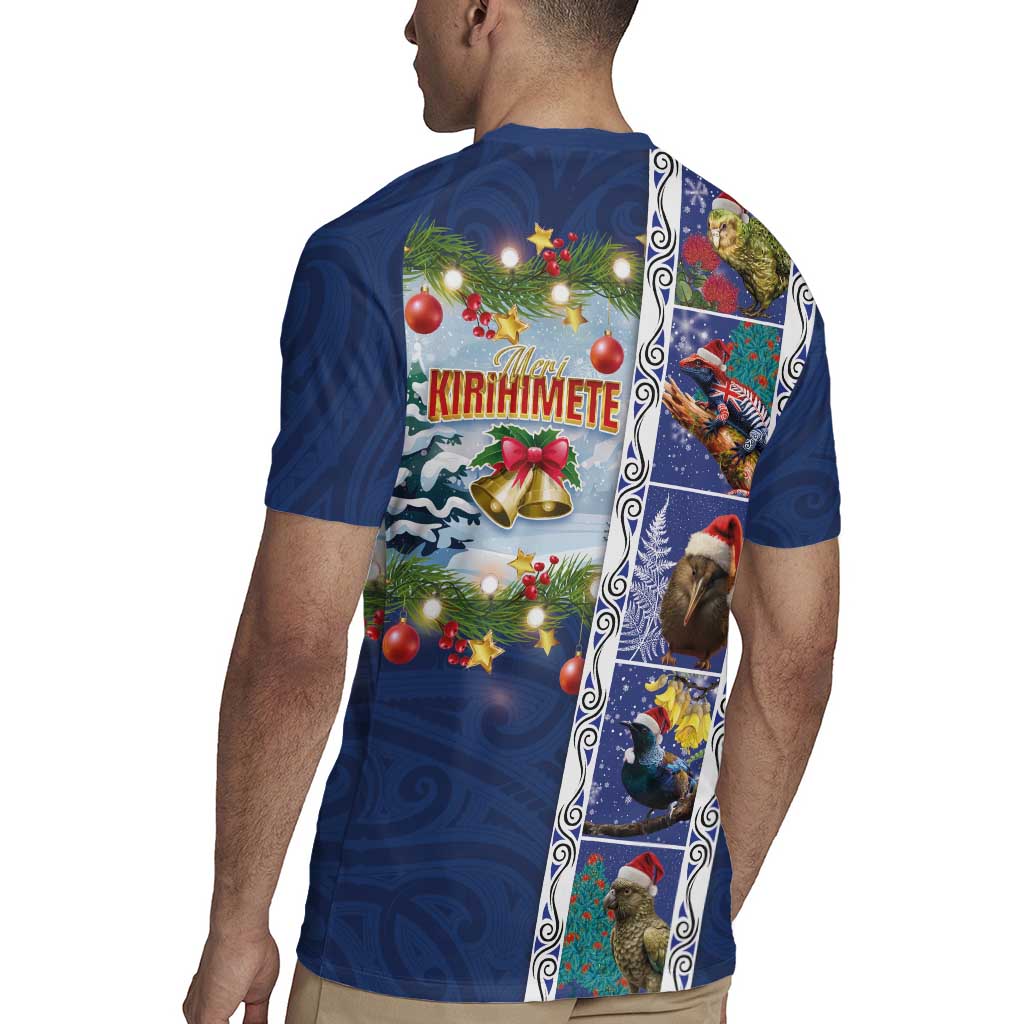 New Zealand Merry Christmas Rugby Jersey Maori Animals, Koru Tattoo - Blue Xmas Style LT03 - Polynesian Pride