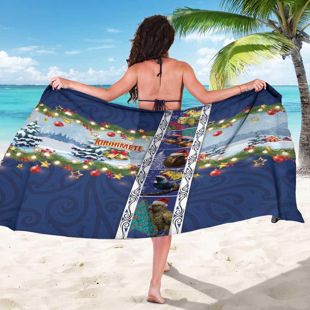 New Zealand Merry Christmas Sarong Maori Animals, Koru Tattoo - Blue Xmas Style LT03 - Polynesian Pride