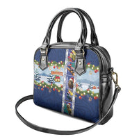 New Zealand Merry Christmas Shoulder Handbag Maori Animals, Koru Tattoo - Blue Xmas Style LT03 - Polynesian Pride