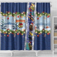 New Zealand Merry Christmas Shower Curtain Maori Animals, Koru Tattoo - Blue Xmas Style LT03 - Polynesian Pride