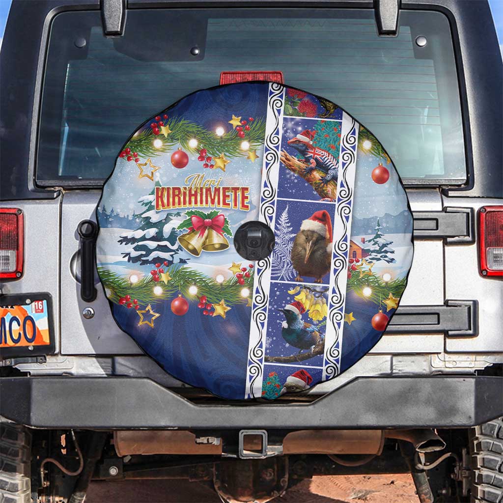 New Zealand Merry Christmas Spare Tire Cover Maori Animals, Koru Tattoo - Blue Xmas Style LT03 Blue - Polynesian Pride