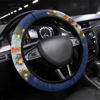New Zealand Merry Christmas Steering Wheel Cover Maori Animals, Koru Tattoo - Blue Xmas Style LT03 Universal Fit Blue - Polynesian Pride
