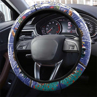 New Zealand Merry Christmas Steering Wheel Cover Maori Animals, Koru Tattoo - Blue Xmas Style LT03 - Polynesian Pride