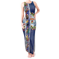 New Zealand Merry Christmas Tank Maxi Dress Maori Animals, Koru Tattoo - Blue Xmas Style LT03 Women Blue - Polynesian Pride