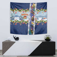 New Zealand Merry Christmas Tapestry Maori Animals, Koru Tattoo - Blue Xmas Style LT03 - Polynesian Pride