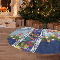 New Zealand Merry Christmas Tree Skirt Maori Animals, Koru Tattoo - Blue Xmas Style LT03 - Polynesian Pride