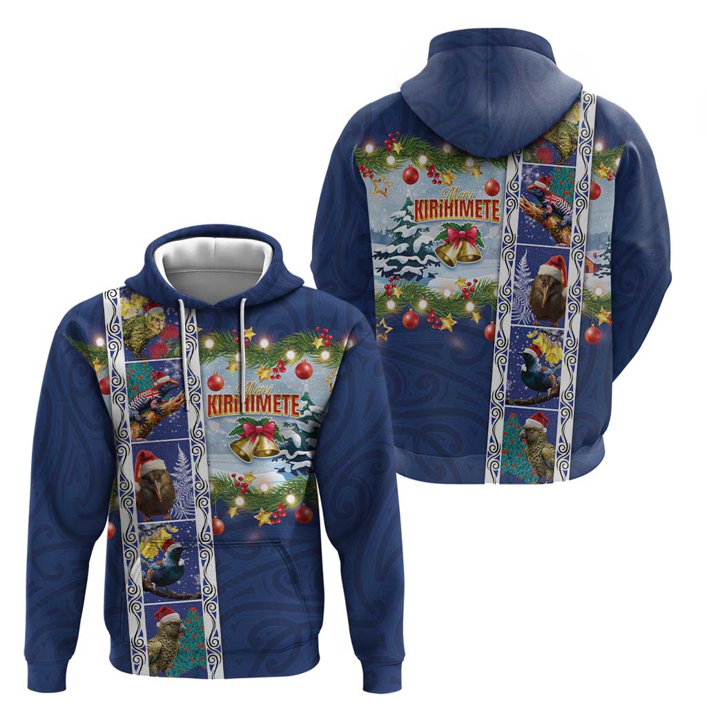 New Zealand Merry Christmas Zip Hoodie Maori Animals, Koru Tattoo - Blue Xmas Style LT03 - Polynesian Pride
