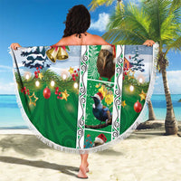 New Zealand Merry Christmas Beach Blanket Maori Animals, Koru Tattoo - Green Xmas Style LT03 - Polynesian Pride