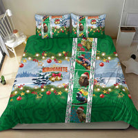 New Zealand Merry Christmas Bedding Set Maori Animals, Koru Tattoo - Green Xmas Style LT03 - Polynesian Pride
