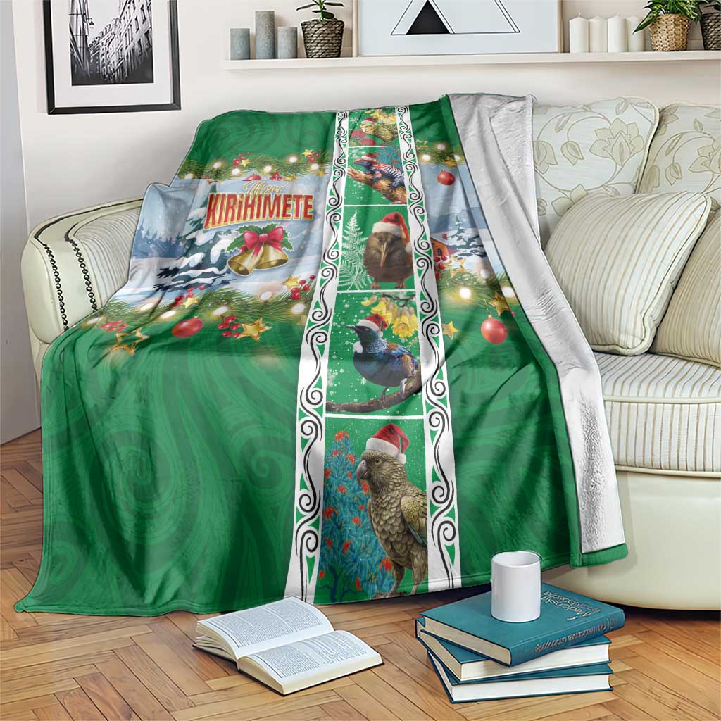 New Zealand Merry Christmas Blanket Maori Animals, Koru Tattoo - Green Xmas Style LT03 Green - Polynesian Pride