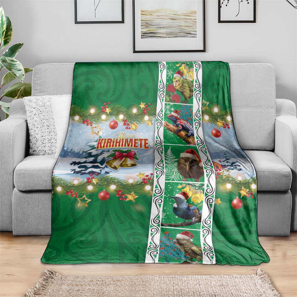 New Zealand Merry Christmas Blanket Maori Animals, Koru Tattoo - Green Xmas Style LT03 - Polynesian Pride
