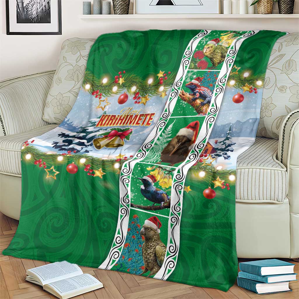 New Zealand Merry Christmas Blanket Maori Animals, Koru Tattoo - Green Xmas Style LT03 - Polynesian Pride