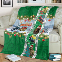 New Zealand Merry Christmas Blanket Maori Animals, Koru Tattoo - Green Xmas Style LT03 - Polynesian Pride