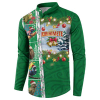 New Zealand Merry Christmas Button Sweatshirt Maori Animals, Koru Tattoo - Green Xmas Style LT03 - Polynesian Pride