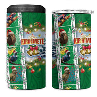 New Zealand Merry Christmas 4 in 1 Can Cooler Tumbler Maori Animals Xmas Style and Koru Tattoo Green Color LT03 One Size: 16 oz Green - Polynesian Pride