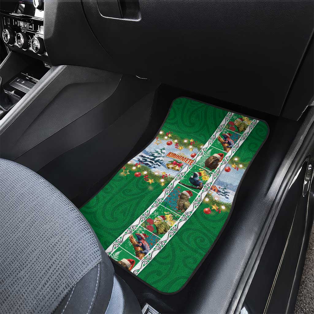 New Zealand Merry Christmas Car Mats Maori Animals, Koru Tattoo - Green Xmas Style LT03 - Polynesian Pride