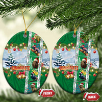 New Zealand Merry Christmas Ceramic Ornament Maori Animals, Koru Tattoo - Green Xmas Style LT03 Oval Green - Polynesian Pride