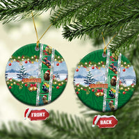 New Zealand Merry Christmas Ceramic Ornament Maori Animals, Koru Tattoo - Green Xmas Style LT03 Circle Green - Polynesian Pride
