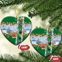 New Zealand Merry Christmas Ceramic Ornament Maori Animals, Koru Tattoo - Green Xmas Style LT03 Heart Green - Polynesian Pride