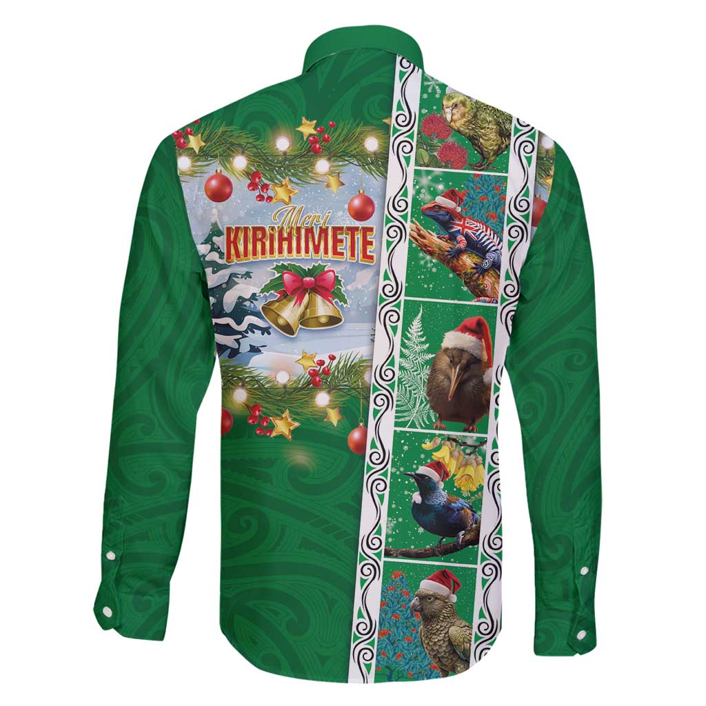 New Zealand Merry Christmas Family Matching Long Sleeve Bodycon Dress and Hawaiian Shirt Maori Animals, Koru Tattoo - Green Xmas Style LT03 - Polynesian Pride