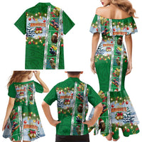 New Zealand Merry Christmas Family Matching Mermaid Dress and Hawaiian Shirt Maori Animals, Koru Tattoo - Green Xmas Style LT03 - Polynesian Pride