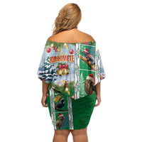 New Zealand Merry Christmas Family Matching Off Shoulder Short Dress and Hawaiian Shirt Maori Animals, Koru Tattoo - Green Xmas Style LT03 - Polynesian Pride