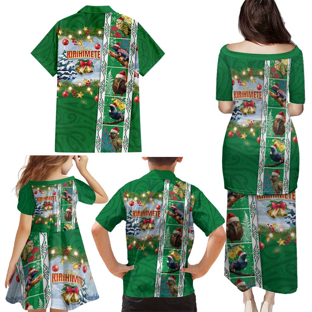 New Zealand Merry Christmas Family Matching Puletasi and Hawaiian Shirt Maori Animals, Koru Tattoo - Green Xmas Style LT03 - Polynesian Pride