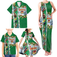 New Zealand Merry Christmas Family Matching Tank Maxi Dress and Hawaiian Shirt Maori Animals, Koru Tattoo - Green Xmas Style LT03 - Polynesian Pride