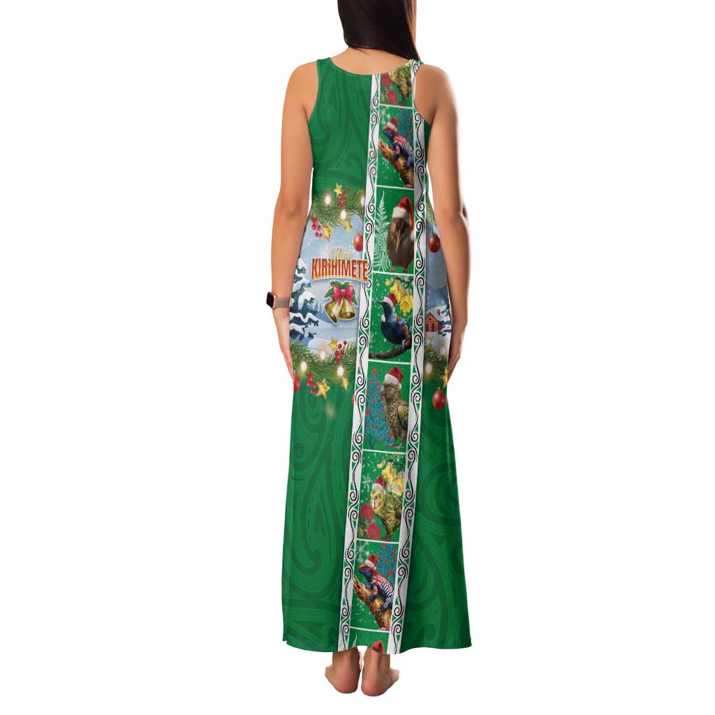 New Zealand Merry Christmas Family Matching Tank Maxi Dress and Hawaiian Shirt Maori Animals, Koru Tattoo - Green Xmas Style LT03 - Polynesian Pride