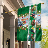 New Zealand Merry Christmas Garden Flag Maori Animals, Koru Tattoo - Green Xmas Style LT03 House Flag Green - Polynesian Pride
