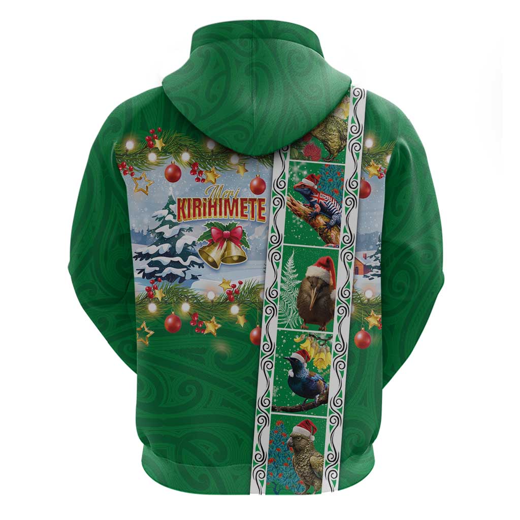 New Zealand Merry Christmas Hoodie Maori Animals, Koru Tattoo - Green Xmas Style LT03 - Polynesian Pride