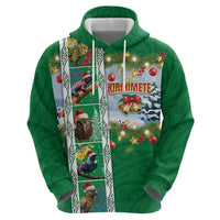 New Zealand Merry Christmas Hoodie Maori Animals, Koru Tattoo - Green Xmas Style LT03 - Polynesian Pride