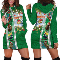 New Zealand Merry Christmas Hoodie Dress Maori Animals, Koru Tattoo - Green Xmas Style LT03 - Polynesian Pride