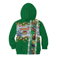 New Zealand Merry Christmas Kid Hoodie Maori Animals, Koru Tattoo - Green Xmas Style LT03 - Polynesian Pride