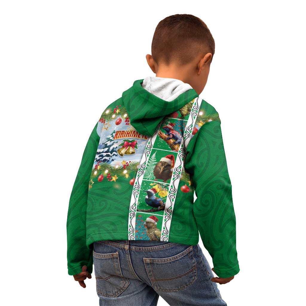 New Zealand Merry Christmas Kid Hoodie Maori Animals, Koru Tattoo - Green Xmas Style LT03 - Polynesian Pride