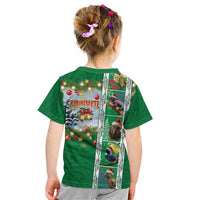 New Zealand Merry Christmas Kid T Shirt Maori Animals, Koru Tattoo - Green Xmas Style LT03 - Polynesian Pride