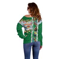 New Zealand Merry Christmas Off Shoulder Sweater Maori Animals, Koru Tattoo - Green Xmas Style LT03 - Polynesian Pride