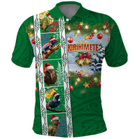 New Zealand Merry Christmas Polo Shirt Maori Animals, Koru Tattoo - Green Xmas Style LT03 Green - Polynesian Pride