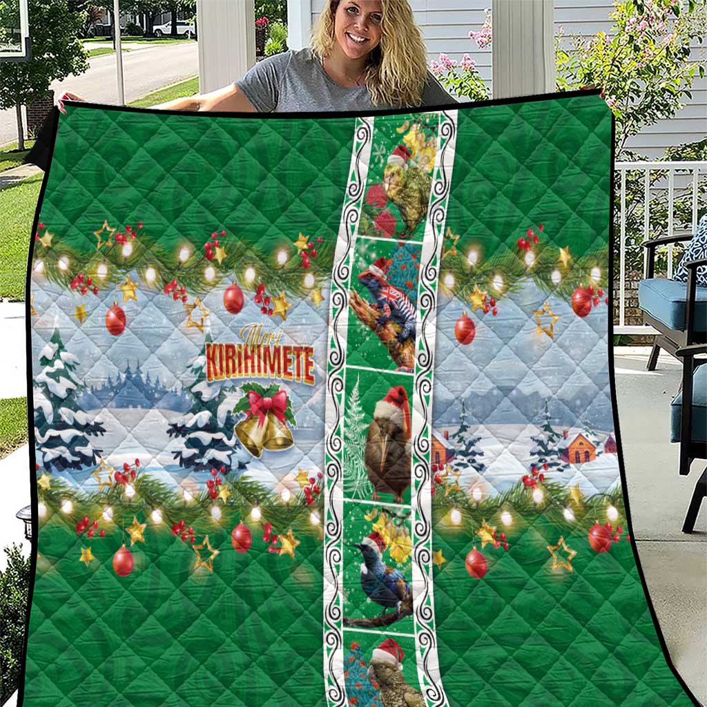 New Zealand Merry Christmas Quilt Maori Animals, Koru Tattoo - Green Xmas Style LT03 Green - Polynesian Pride