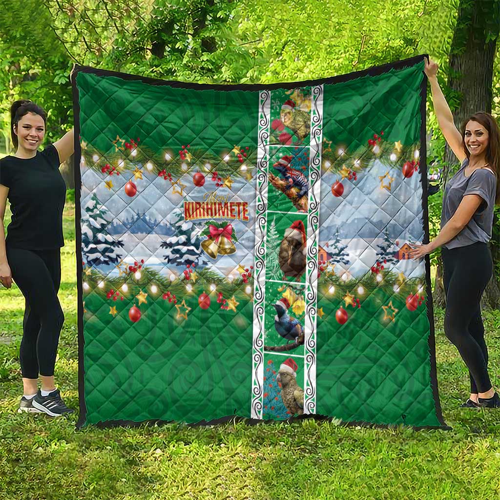 New Zealand Merry Christmas Quilt Maori Animals, Koru Tattoo - Green Xmas Style LT03 - Polynesian Pride