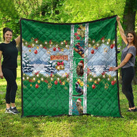 New Zealand Merry Christmas Quilt Maori Animals, Koru Tattoo - Green Xmas Style LT03 - Polynesian Pride