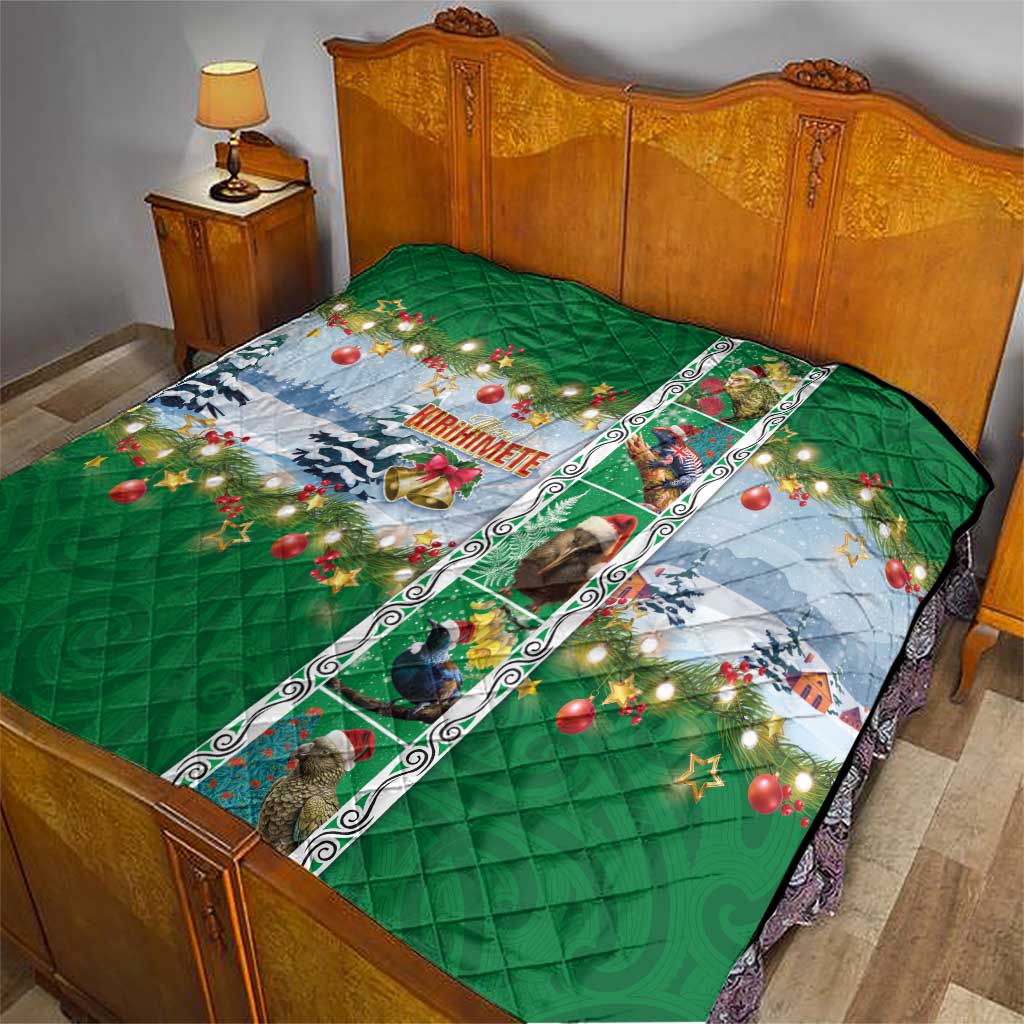 New Zealand Merry Christmas Quilt Maori Animals, Koru Tattoo - Green Xmas Style LT03 - Polynesian Pride