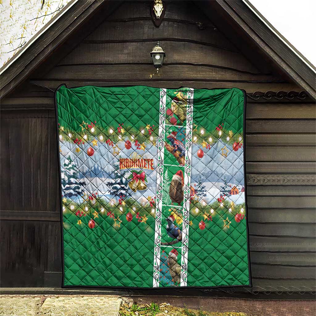 New Zealand Merry Christmas Quilt Maori Animals, Koru Tattoo - Green Xmas Style LT03 - Polynesian Pride